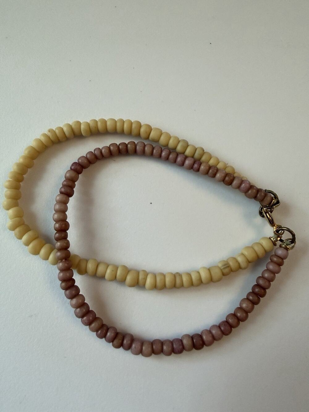 Beige & Brown Round Wood Beaded Stackable Bracelets, Lobster Clasp
